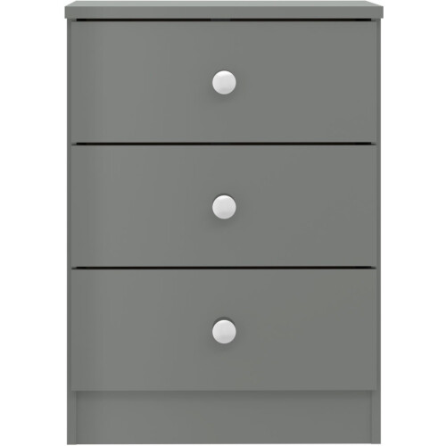 Seconique Denver 3 Drawer Bedside Grey Gloss 1