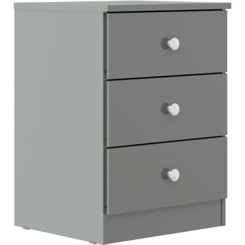 Seconique Denver 3 Drawer Bedside Grey Gloss