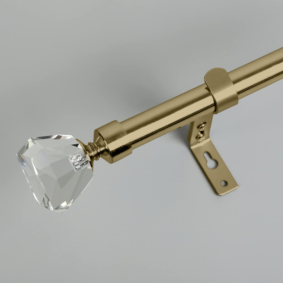 (Antique Brass - Crystal Ball, 70-120 cm (28" - 48" In)) Extendable Heavy Plain Ball Metal Curtain Pole 28mm Eyelet Rail With Rings Fittings Finials-image-OPC-PHXZPXY-NEW