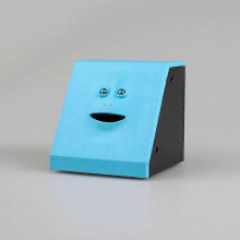 (blue) Face Bank Face Coin Bank, Money Eating Coin Bank, Automatic Eating Savings Bank Battery Powered Eating Money Box Coin Container ST-4