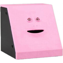 (pink) Face Bank Face Coin Bank, Money Eating Coin Bank, Automatic Eating Savings Bank Battery Powered Eating Money Box Coin Container ST-4
