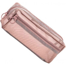 (pink) Mesh Pencil Case Mesh Pencil Bag Multifunctional Clear Pencil Pouch Pen Organizer Box School Supplies 2 Layer