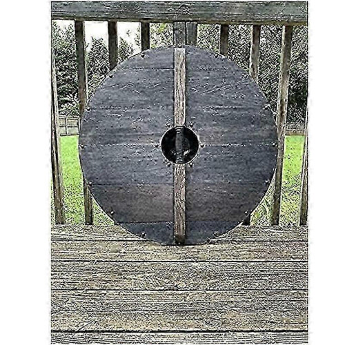 (A1)Medieval Vikings shield Wood Steel Armor Battle Ready Warrior Round Decorative 2