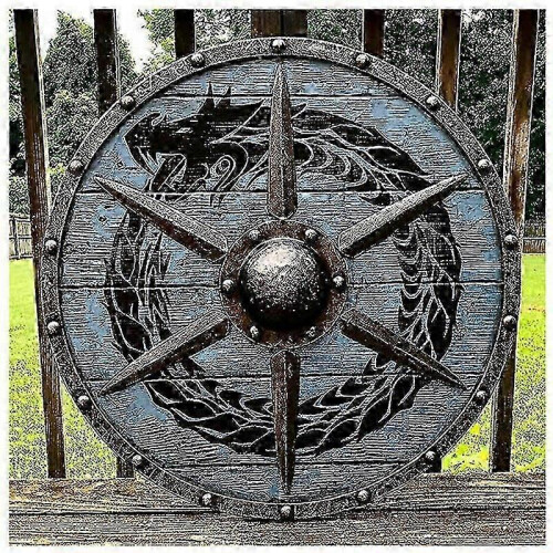 (A3) Medieval Vikings shield Wood Steel Armor Battle Ready Warrior Round Decorative 1
