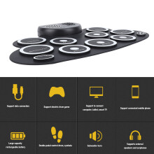 Electronic Roll Up Drum Set 1200mAh Silicone Double Pedal