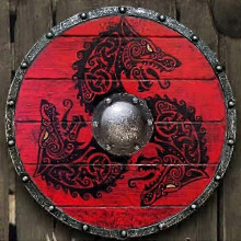 (A1) Medieval Vikings shield Wood Steel Armor Battle Ready Warrior Round Decorative