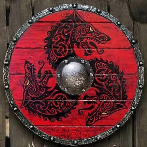 (A1)Medieval Vikings shield Wood Steel Armor Battle Ready Warrior Round Decorative
