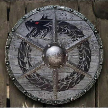 (A3) Medieval Vikings shield Wood Steel Armor Battle Ready Warrior Round Decorative