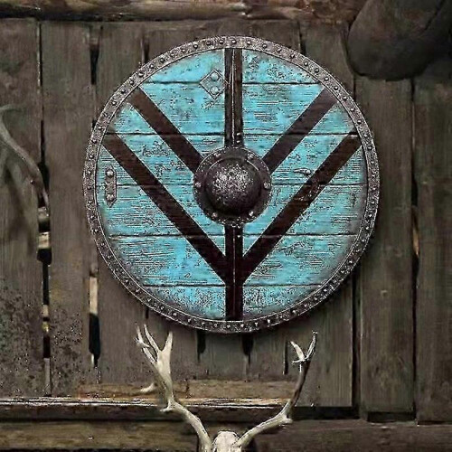(A2) Medieval Vikings shield Wood Steel Armor Battle Ready Warrior Round Decorative