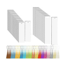 35pcs Sublimation Bookmark Blank Heat Transfer Mdf Bookmarks Diy Bookmarks with Hole And Colorful T