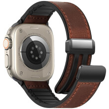 Magnetic Leather Bands Compatible with Apple Watch 49mm 46mm 45mm 44mm 42mm for Men