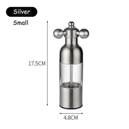 (17.5cm, Silver) Black Pepper Mill Salt Pepper Grinder Spice Grinder Kitchen Creative Gadgets Pepper And Salt Grinder Grindering 2024 HOT 1