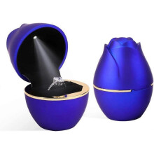 (royal blue) Ring Box with LED Light Rose Jewelry Ring Case Jewellry Display Gift Boxes for Proposal Wedding Ring Box