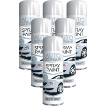 6 x 250ml Silver Body Auto Spray Paint Perfect Matt Finish Spray