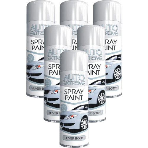 6 x 250ml Silver Body Auto Spray Paint Perfect Matt Finish Spray