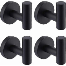Black Towel Hook Shower Kitchen Robe Hook Wall Mounted Towel Rack 304 Stainless Steel Matte Black 4pcs