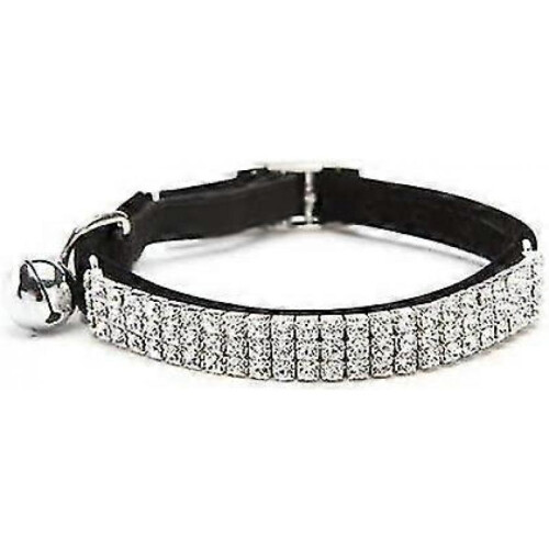 Soft Velvet Safe Cat Adjustable Collar Bling Diamante with Bells 2
