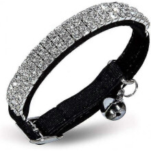 Soft Velvet Safe Cat Adjustable Collar Bling Diamante with Bells