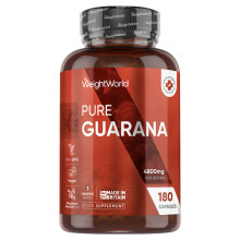 Caffeine Supplement with No Jitter - 180 Vegan Guarana Capsules - 3 Month Supply