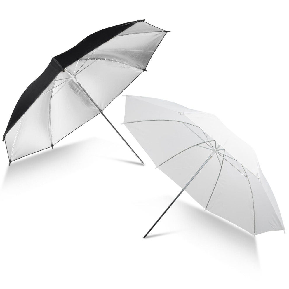 2 Umbrellas Photography Umbrella Lighting Kit Translucent Reflector For Studio Outdoor 33' White/Silver 798135948150