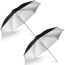 2 Pack Black/Silver Reflector Umbrella Kit for Studio Outdoor Photography 33'