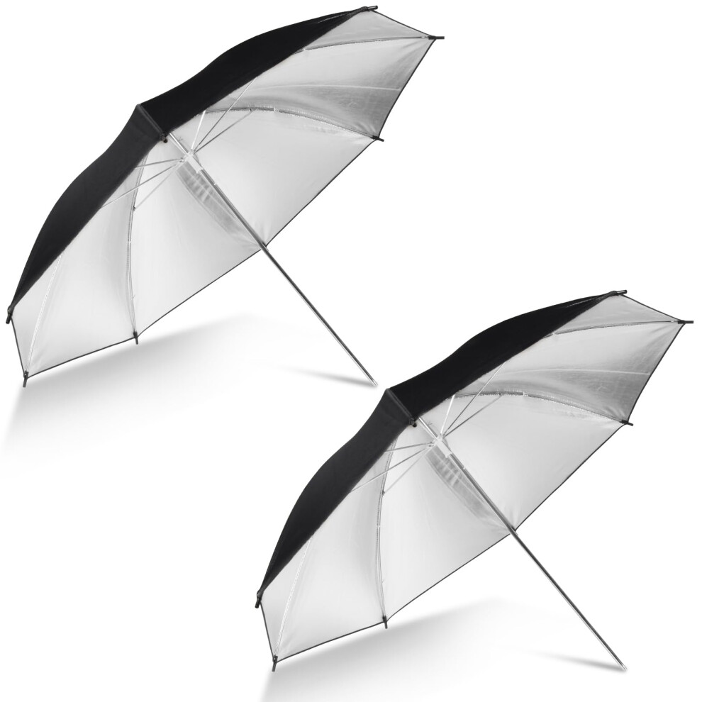2 Pack Reflector Umbrella Kit For Studio Outdoor Photography 33' Black/Silver 798135948235