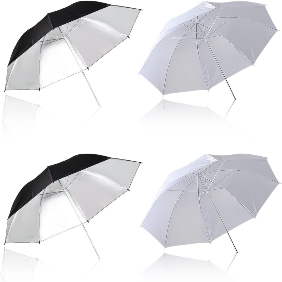 4 Pack Photography Umbrella Lighting Kit Translucent Soft & Reflector For Studio Outdoor 43' & 33' White/Silver 798135949003