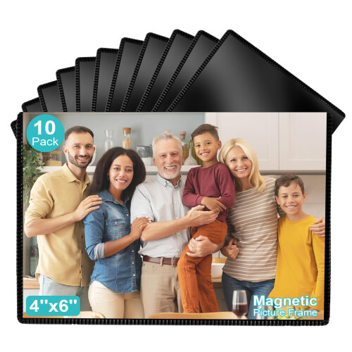 10 Pack Black Magnetic Picture Frame for Refrigerator Locker 4'x6'