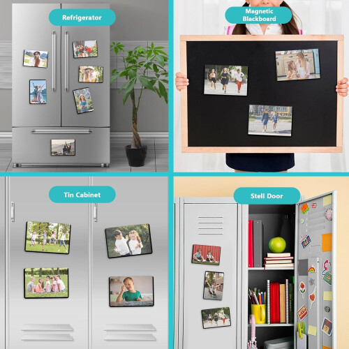 10 Pack Black Magnetic Picture Frame for Refrigerator Locker 4'x6' 1