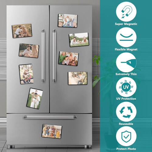 10 Pack Black Magnetic Picture Frame for Refrigerator Locker 4'x6' 2