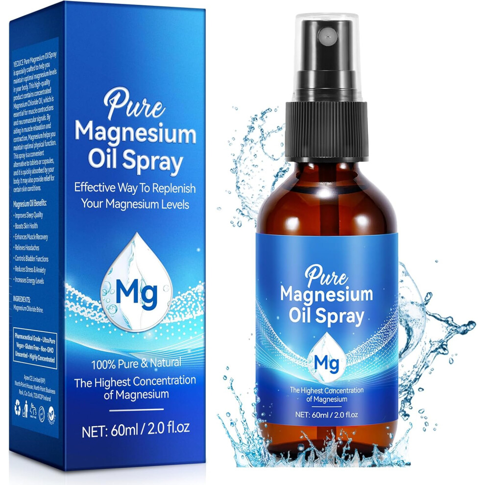 Gogerstar Pure Magnesium Oil Spray, 100% Natural Topical Magnesium Spray For Feet And Sleep, Safe And Effective, 60Ml