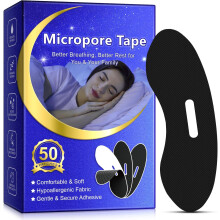 (Black) Mouth Tape for Sleeping, Micropore Sleep Tape (50 Night Supply) - Snoring Aid Solution, Improves Nasal Breathing, Extra Breathable and Lasts All Night