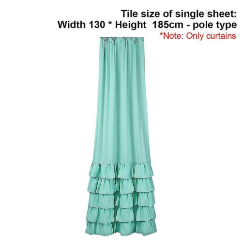 (green) Cotton Solid Color Ruffled Edge Curtain, Bedroom Art Curtain 1