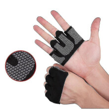 (M, Grey) 1 Pair Gym Gloves Non Slip Half Finger Gloves Fitness Weightlifting Sports Palm Protector