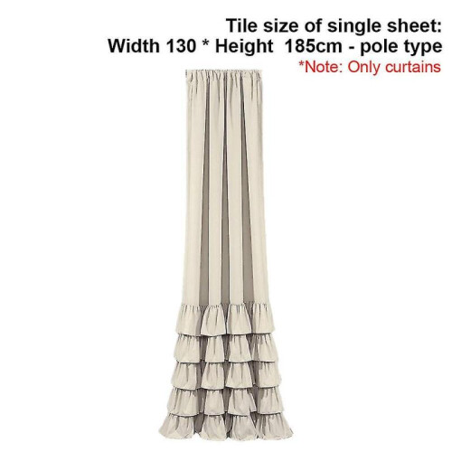 (khaki) Cotton Solid Color Ruffled Edge Curtain, Bedroom Art Curtain 1