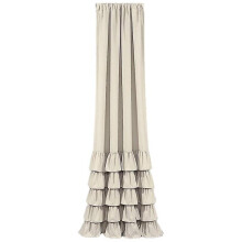 (khaki) Cotton Solid Color Ruffled Edge Curtain, Bedroom Art Curtain