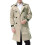 (L, Khaki) Mens Slim Fit Belt Double Breasted Trench Coat 4