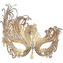 (Phoenix gold) Masquerade Mask For Women Metal Mask Shiny Rhinestone Venetian Party Evening Prom Ball Mask Bar Costumes Accessory