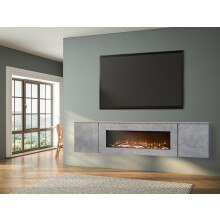 Acantha Orion Electric Floating Media Wall Suite in Concrete Effect, 100 Inch