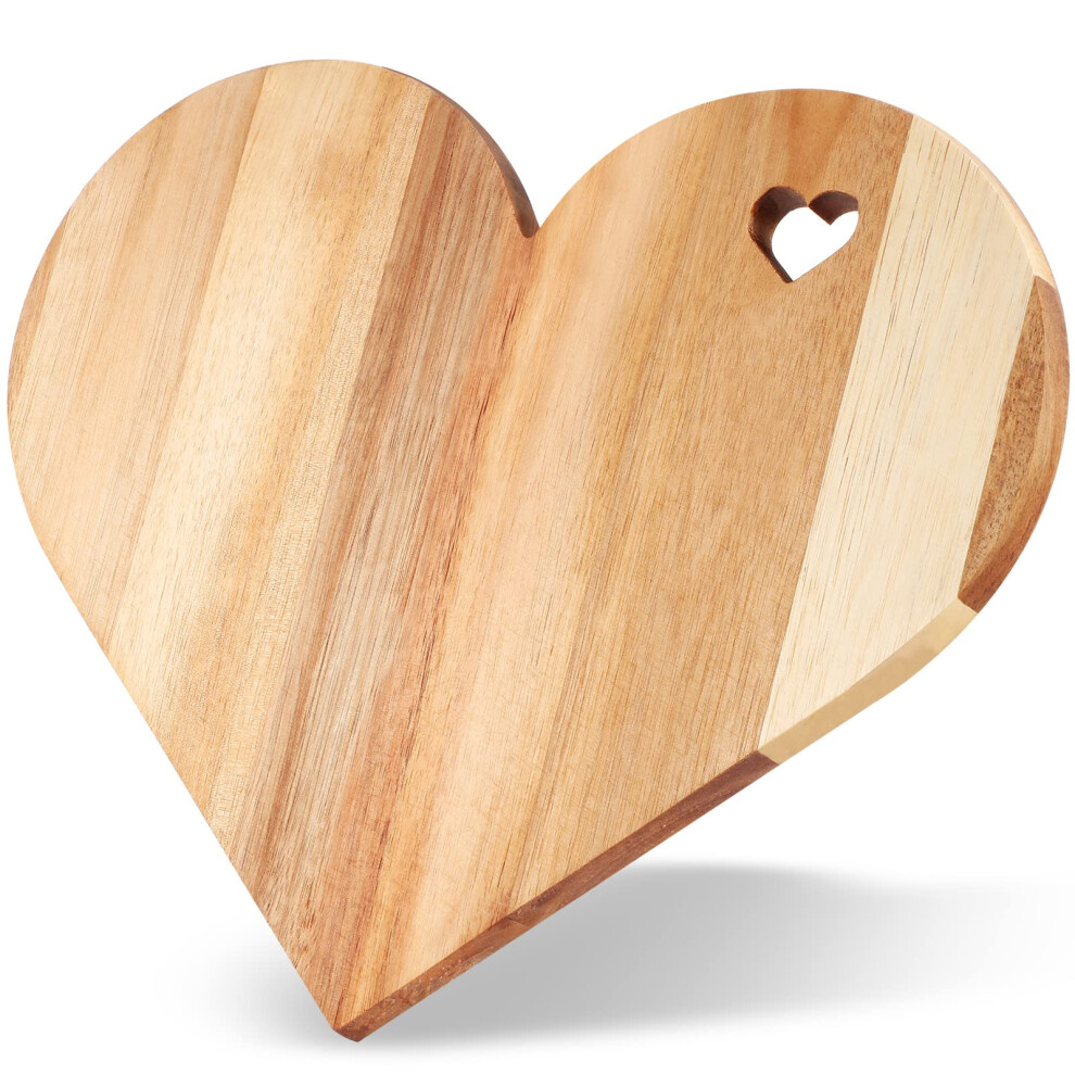 Women's Heart Shaped Acacia Wood Cutting Board For Serving Charcuterie Meat Cheese And Vegetables For
