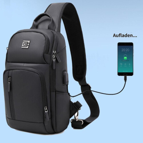 (Blue) Sling Backpack for Men Cross Body Shoulder Bag with USB Waterproof Lightweight 2