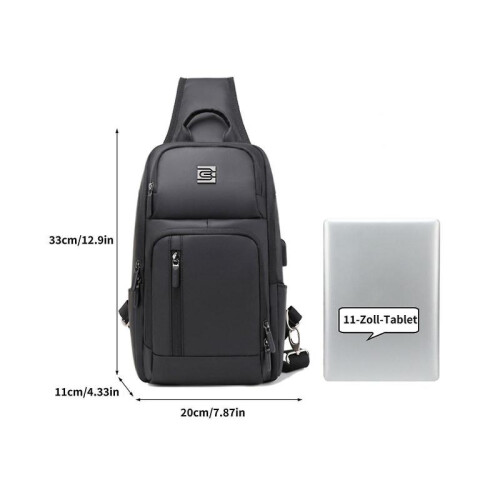 (Blue) Sling Backpack for Men Cross Body Shoulder Bag with USB Waterproof Lightweight 1
