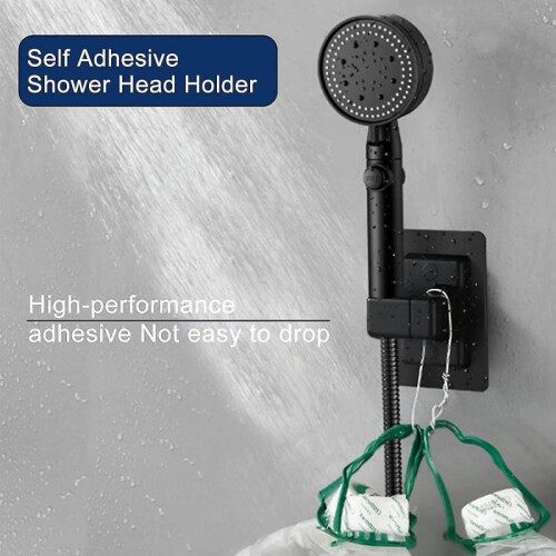 (black) Shower Holder Bracket,shower Head Holder Strong,adjustable Shower Head Holders No Drilling,shower Wall Mount 2