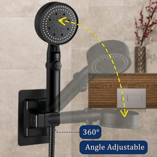 (black) Shower Holder Bracket,shower Head Holder Strong,adjustable Shower Head Holders No Drilling,shower Wall Mount 1
