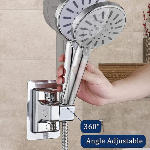 (silver) Shower Holder Bracket,shower Head Holder Strong,adjustable Shower Head Holders No Drilling,shower Wall Mount 1