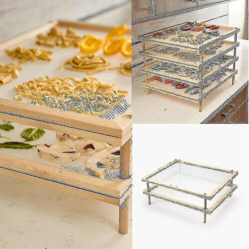 (Double Layer)Wooden Pasta Herb Drying Racks Multipurpose 2-tier Food-dryer Holder Practical 2