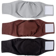 (L 16-20 inch Waist) Washable Male Dog Diapers(3 Pack) Reusable Belly Band For Male Dogs