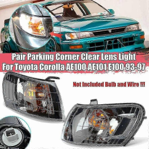 2pcs Car Front Corner Lamp Lights Lens Black for Toyota Corolla Ae100 1