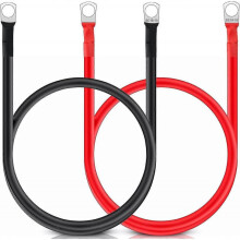 Pack Of 2 Battery Cables 50 Cm 5 Wag/16 Mm Battery Cable 12 V Copper Cable with M10 Ring Clamps - Q1
