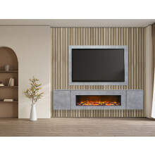 Acantha Orion Electric Floating Media Wall Suite with TV Backboard in Concrete Effect, 100 Inch